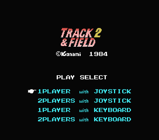 Track & Field 2 title screen for MSX
